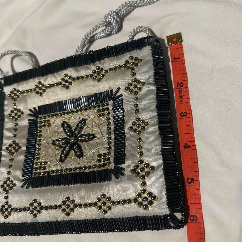 Valerie Stevens Black and Cream Beaded Mini Bag - Picture 3 of 8